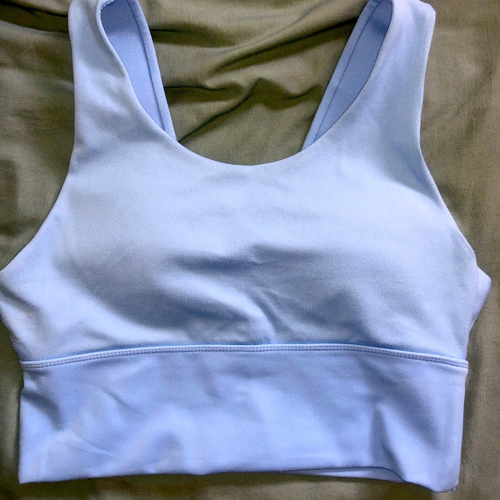 Blue workout cropped tank/sports bra. Size M